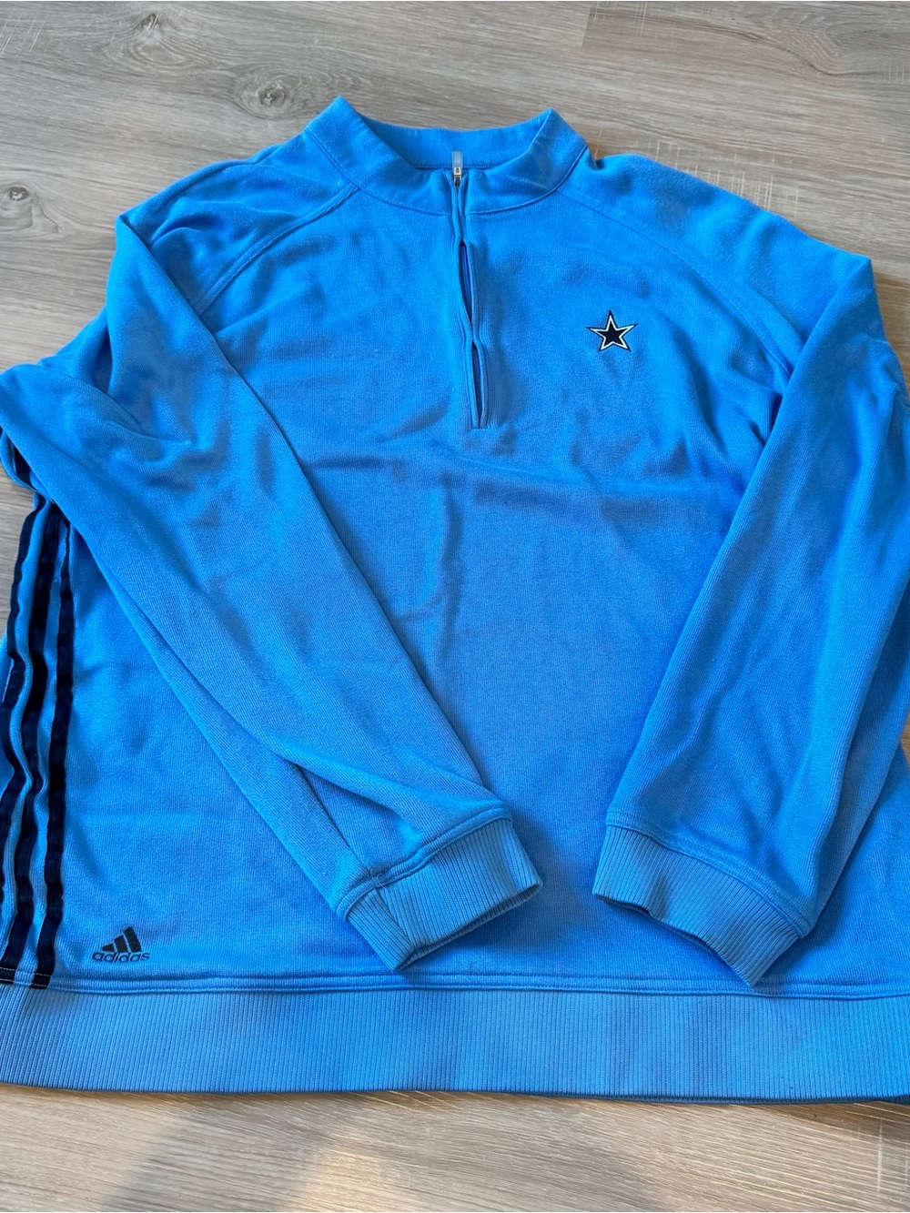 90s Adidas Men’s Blue Quarter-Zip Sweater Dallas Cowboys Detail 2XL